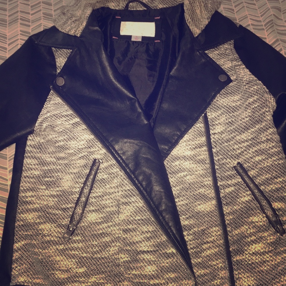 Hooded leather jacket